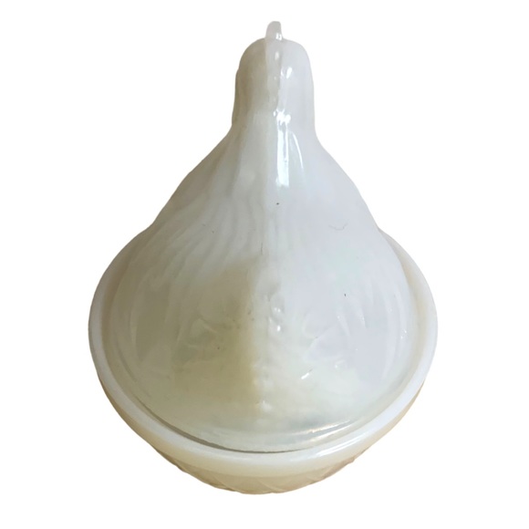 VTG 50’s White Milk Glass Chicken Rooster Opalescent Trinket Jewelry Holder - Picture 4 of 8